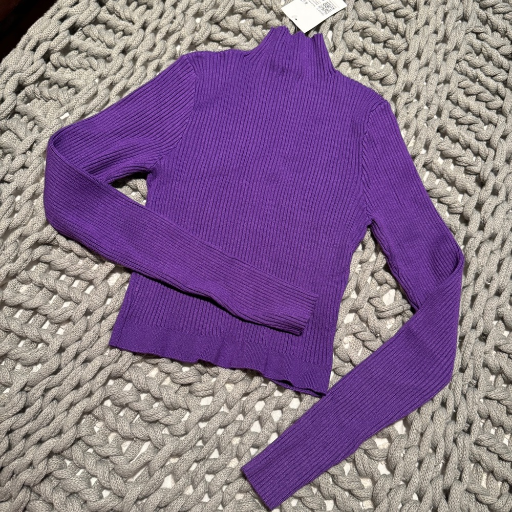 Forever 21 Crop Mock Neck Long Sleeve NWT